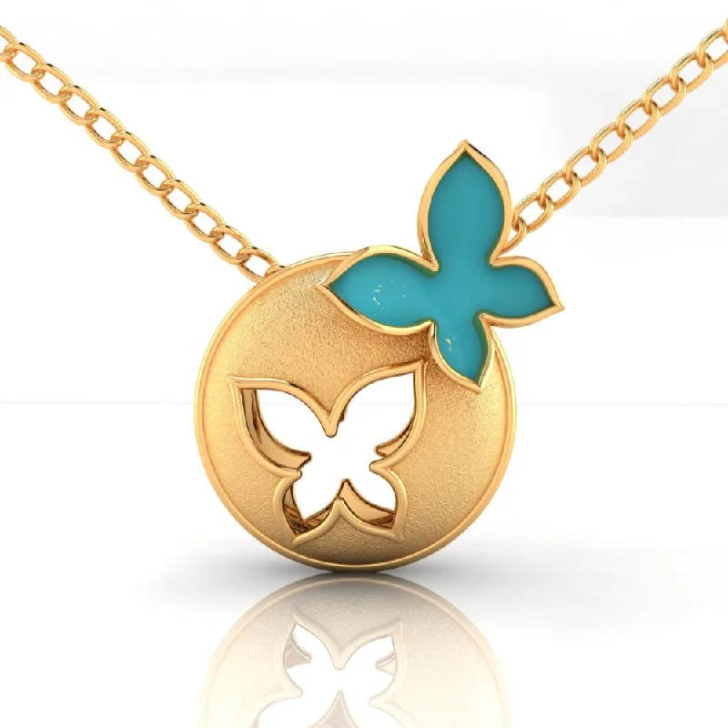 Best necklaces and pendants with floral designs for a feminine and elegant feel-22k Spherical Gold Pendant Adorned With A Butterfly On Top And A Hollowed-out Butterfly In The Center