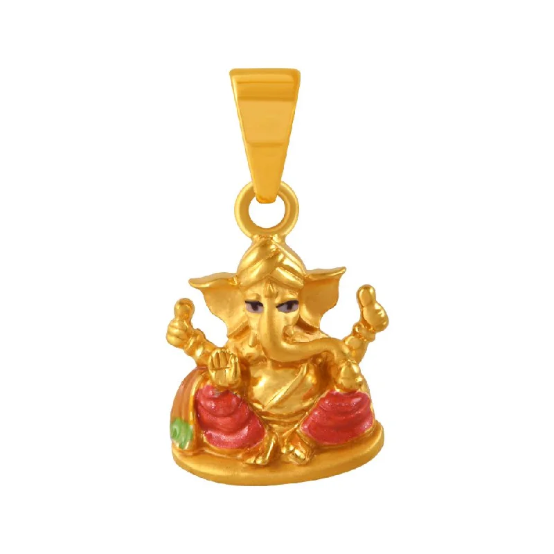 Best necklaces and pendants with turquoise stones for a vibrant boho-chic look-22k Gold Pendant With An Elaborately Detailed Lord Ganesha Motif