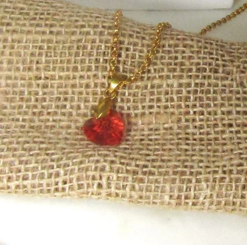 Stunning necklaces and pendants with ruby gemstones for a luxurious red hue-Child's Red Heart Crystal Pendant Necklace