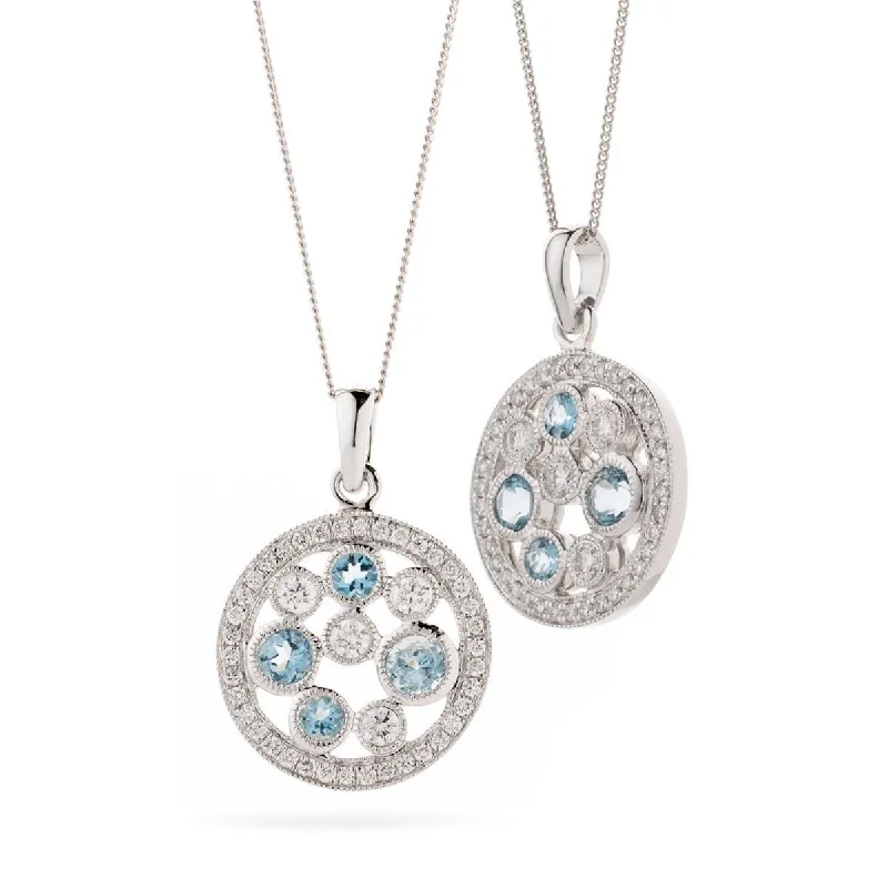 Best necklaces and pendants with oval pendants for a classic, elegant shape-Aquamrine and Diamond Pendant