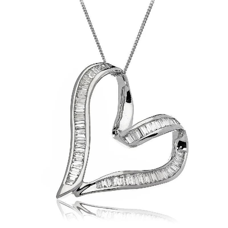 Best necklaces and pendants with layered designs for a chic, stacked look-Diamond Heart Pendant in Channel Set