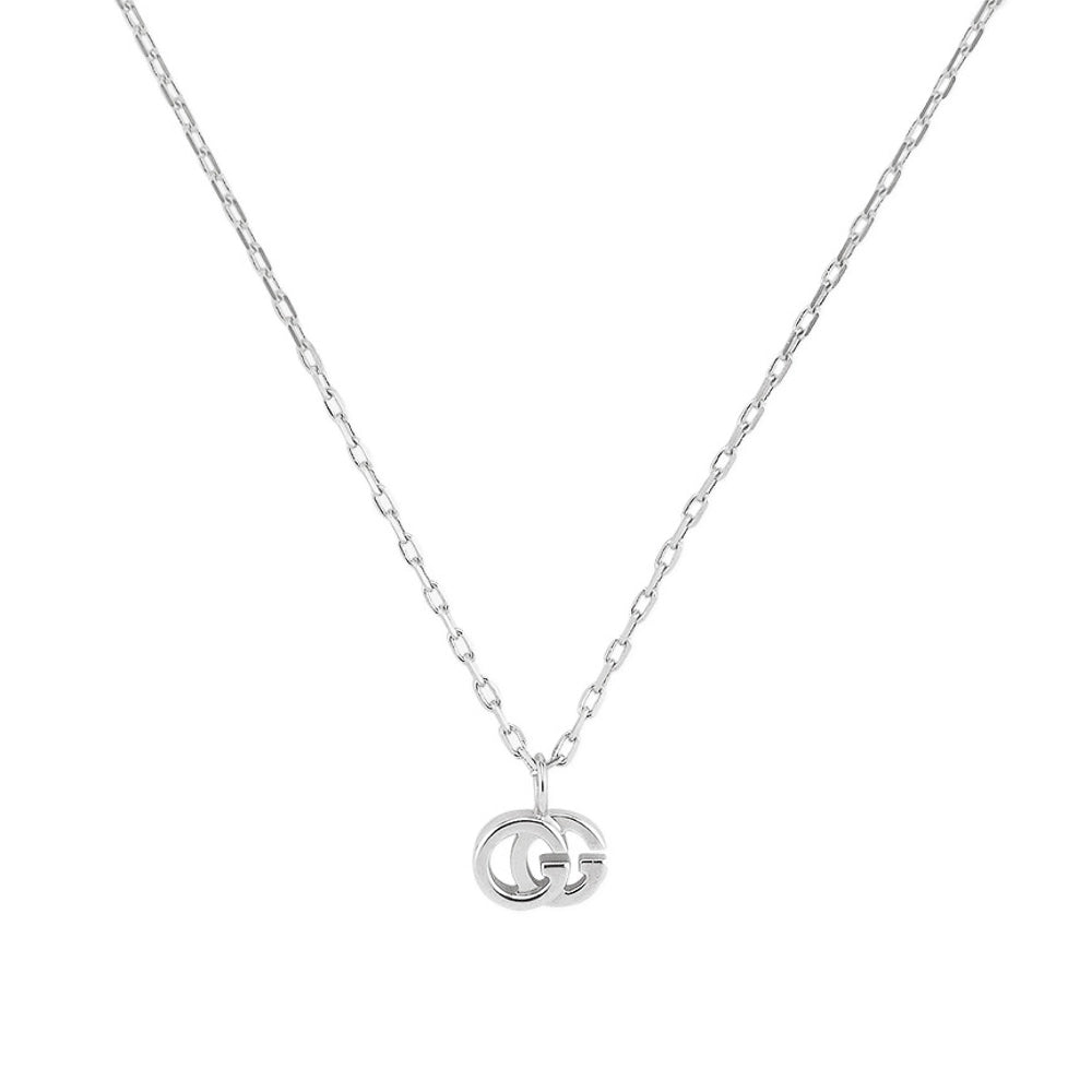 Beautiful necklaces and pendants with natural stones for an earthy, organic vibe-Gucci 18K White Gold GG Running Necklace with Diamond, 16 inch