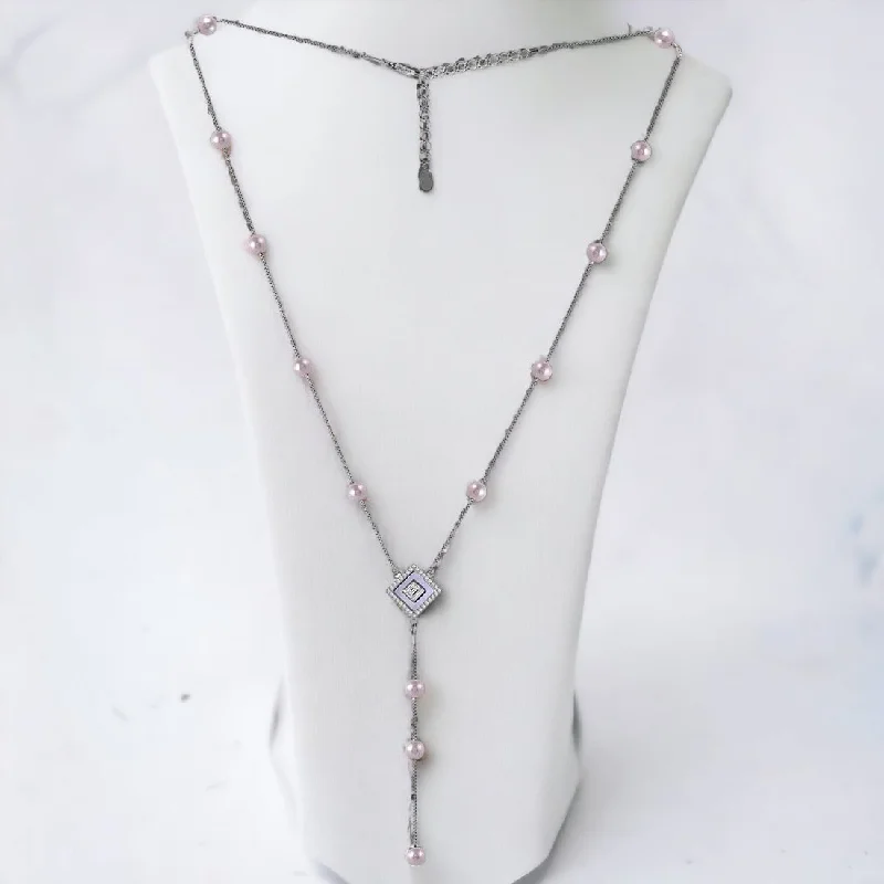 Necklaces and pendants with feather designs for a boho-chic, carefree vibe-Cube String Silver Necklace For Women & Girls