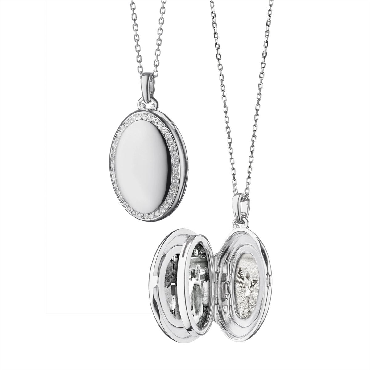 Best necklaces and pendants with floral designs for a feminine and elegant feel-Monica Rich Kosann Sterling Silver Mini Four-Image Locket Necklace with White Sapphire