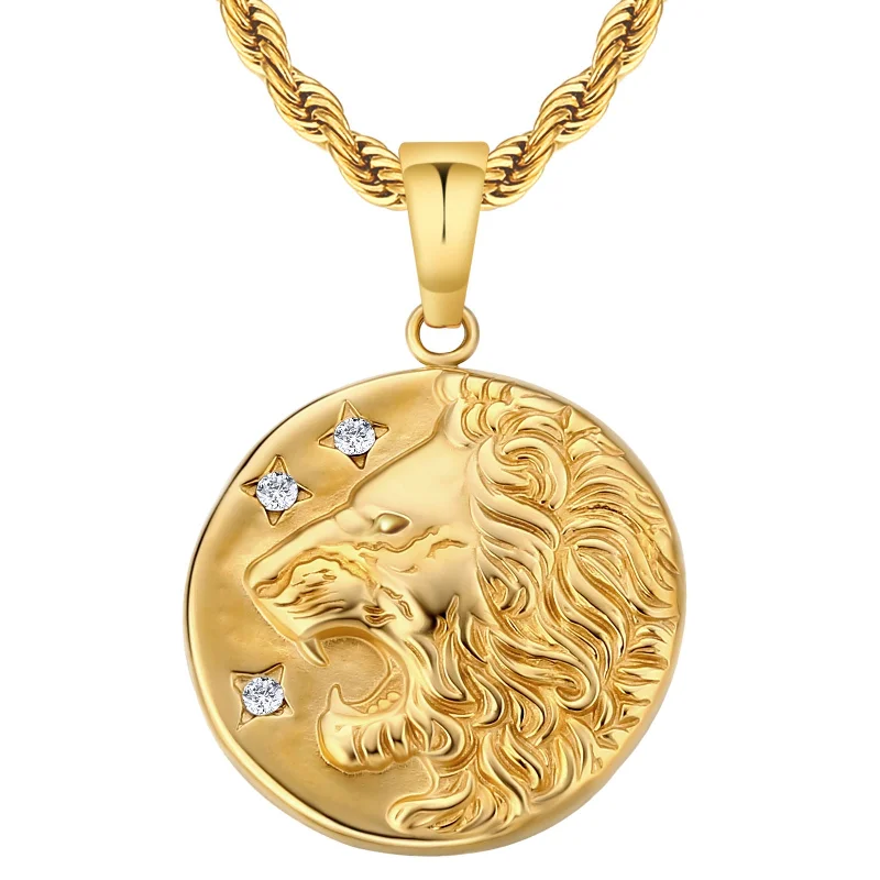 Necklaces and pendants with clear quartz for a pure and radiant look-Gold Lion Coin Pendant (Mini Pendant)