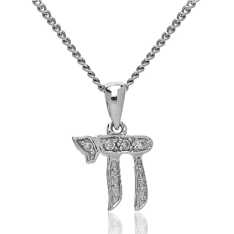 Best necklaces and pendants with zodiac signs for a celestial, astrology-inspired vibe-WHITE GOLD DIAMOND CHAI PENDANT