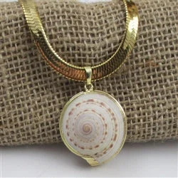 Necklaces and pendants with pearls for a classic and sophisticated touch-Cream Shell Pendant Necklace on Gold Chain