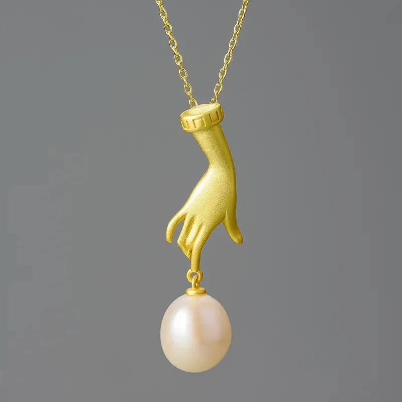 Best necklaces and pendants with opal and gold for a vibrant, luxurious contrast-Hand Statue Necklace For Women & Girls