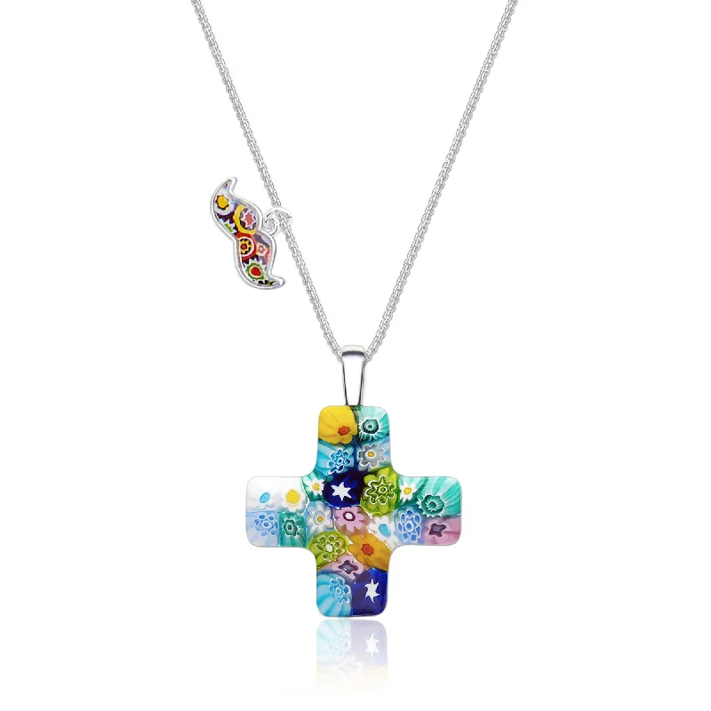 Beautiful necklaces and pendants with moon and star charms for a dreamy effect-Greek Cross in Bloom Necklace