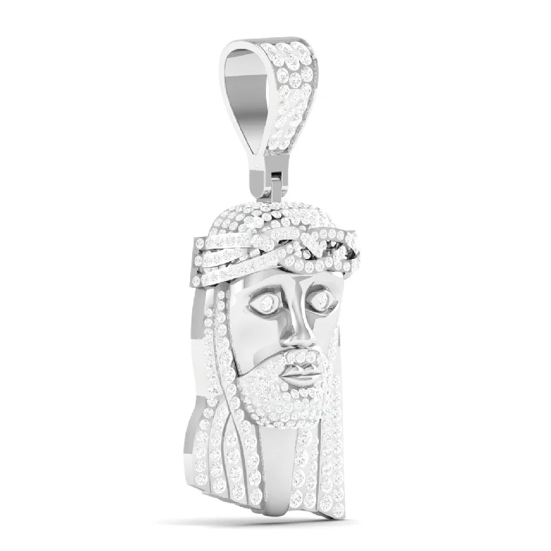 Unique necklaces and pendants with custom birthstone arrangements for personalization-Jesus Moissanite Pendant in 925 Sterling Silver