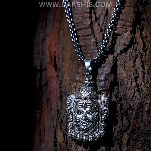 Necklaces and pendants with diamond pendants for a luxurious sparkling effect-Silver Plated Mahakal Necklace