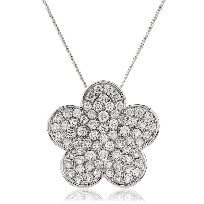 Necklaces and pendants with geometric pendants for a clean, contemporary design-Flower Cluster Pendant in Pave Set