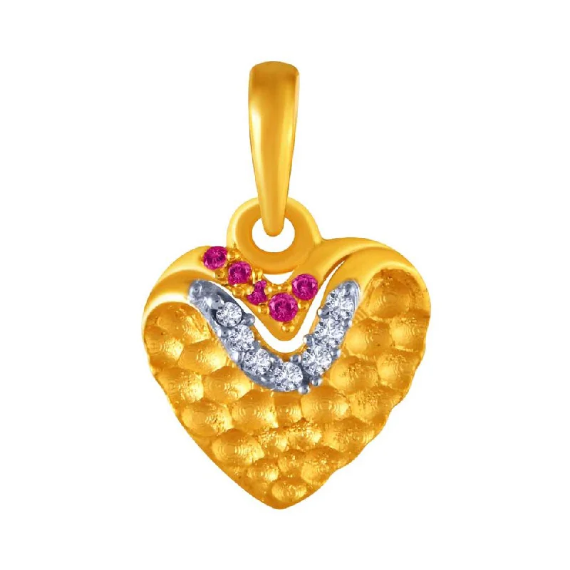 Best necklaces and pendants with cubic zirconia for a budget-friendly dazzling effect-14k Gold Studded Heart Shape Pendant With Pink, Yellow S