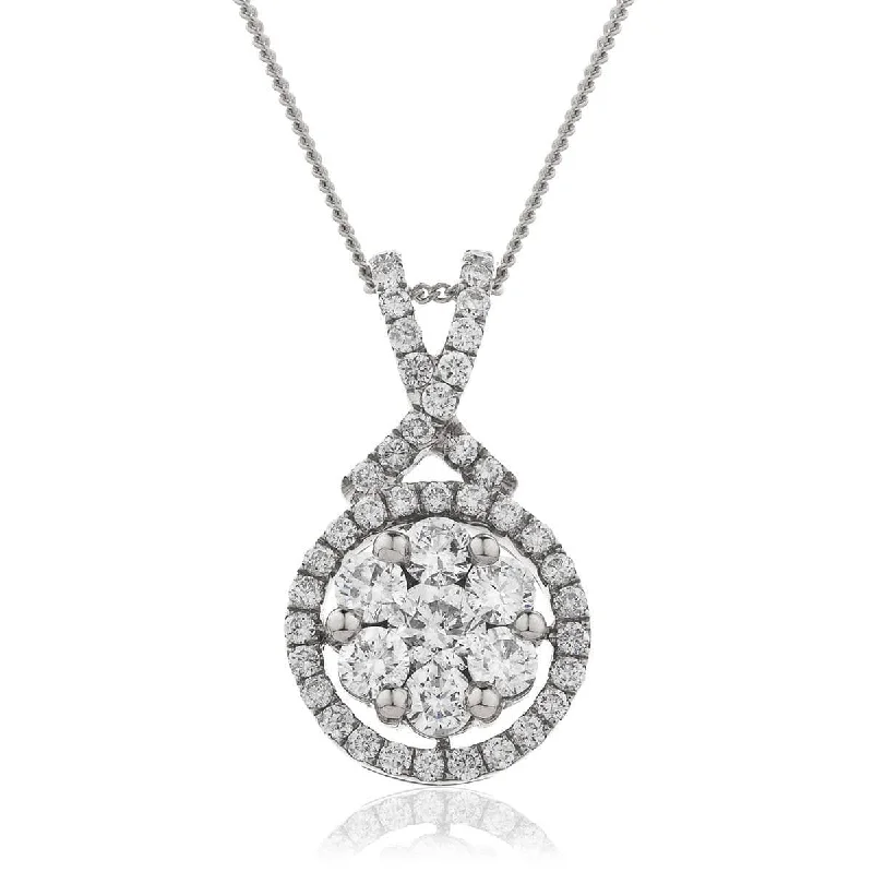 Stunning necklaces and pendants with aquamarine stones for a serene effect-Diamond Cluster Halo Pendant