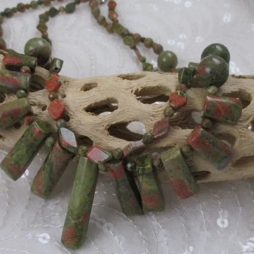 Necklaces and pendants with clear quartz for a pure and radiant look-Double Strand Gemstone Unakite Necklace