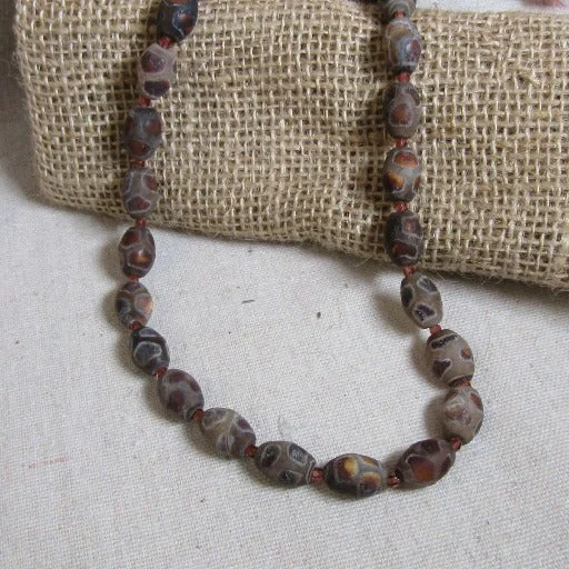 Best necklaces and pendants with intricate beadwork for a bohemian-inspired look-Brown Gemstone Bead Necklace Unisex