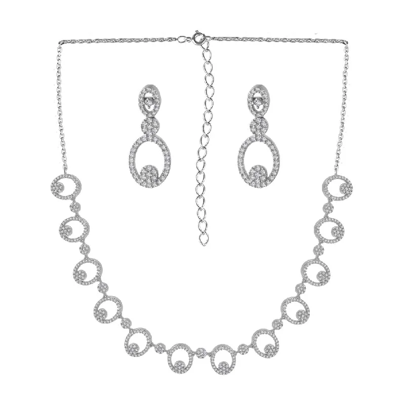 Best necklaces and pendants with minimalist pendants for a sleek, understated look-Round Shape Stone Studded Necklace with Earring Set for Woman and Girls