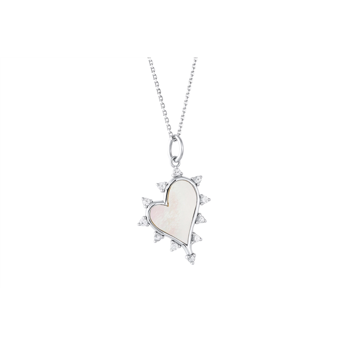 Personalized necklaces and pendants with initials for a customized and meaningful gift-Monica Rich Kosann Sterling Silver Mother of Pearl Heart Charm Necklace with White Sapphire