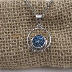 Beautiful necklaces and pendants with diamond halo settings for extra brilliance-Blue Crystal  & Silver Pendant Necklace