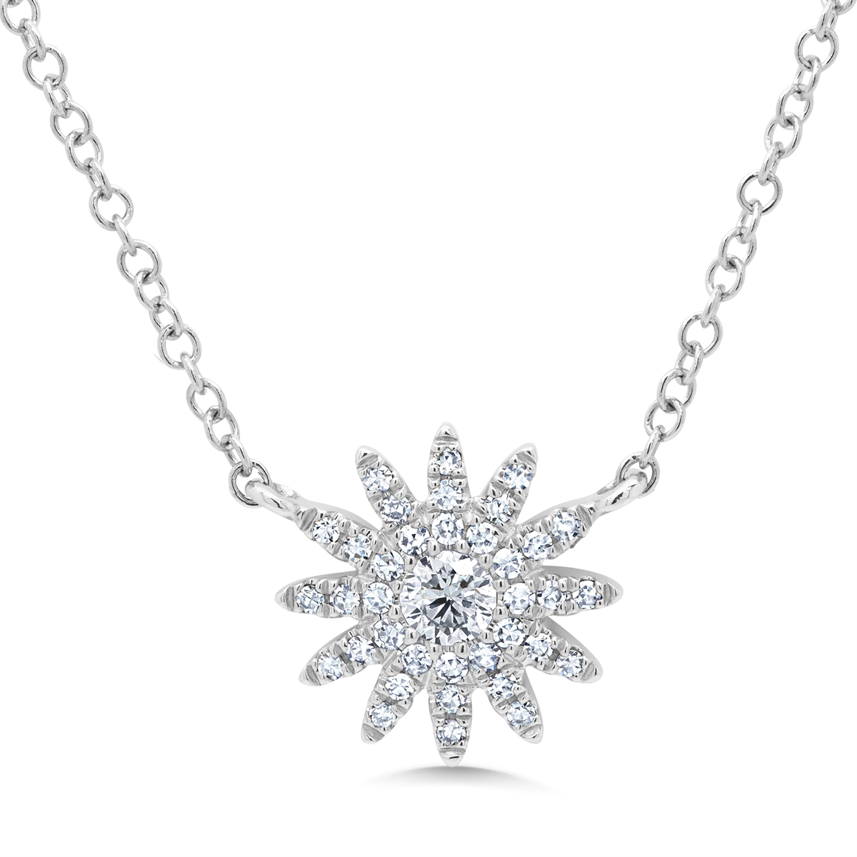 Best necklaces and pendants with art deco elements for a vintage, glamorous design-14K White Gold Necklace with Diamond Starburst Design