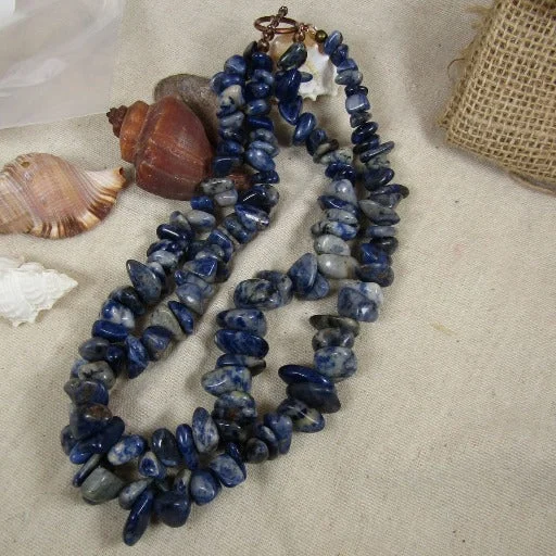 Best necklaces and pendants with gemstone clusters for a bold and colorful effect-Double Strand Blue Gemstone Necklace