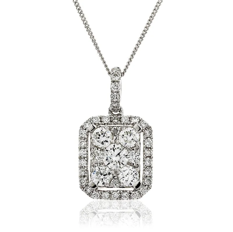 Trendy necklaces and pendants with statement pieces for a bold fashion statement-Diamond Cluster Pendant