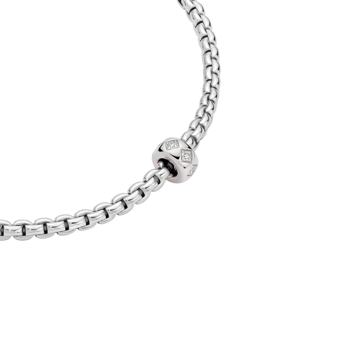 Beautiful necklaces and pendants with diamond-encrusted designs for maximum sparkle-Fope 18K White Gold Eka Collection Necklace with Diamond Rondel, 17 inch