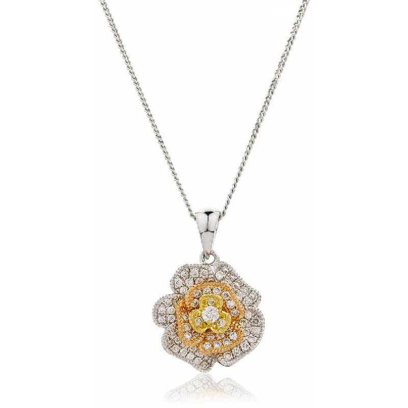 Best necklaces and pendants with opal and gold for a vibrant, luxurious contrast-Three Colour Diamond Rose Pendant