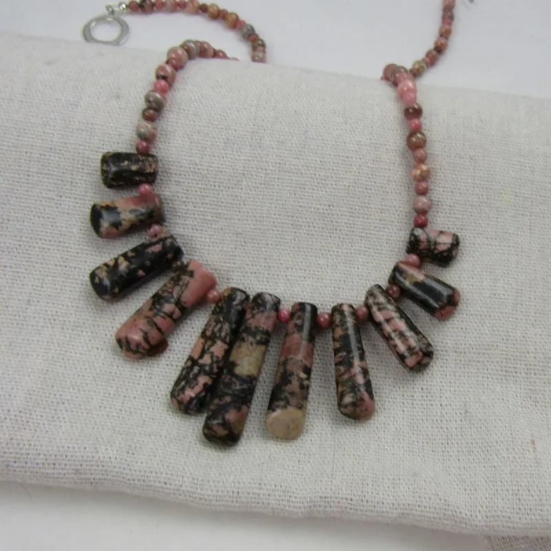 Best necklaces and pendants with heart-shaped designs for a romantic look-Designer Rodonite Gemstone Pink Bib Necklace