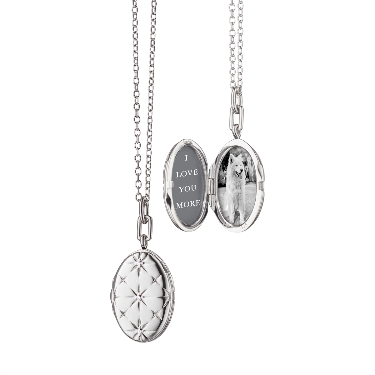 Best necklaces and pendants with vintage coin pendants for a unique accessory-Monica Rich Kosann Sterling Silver Oval Locket Necklace with Mosaic Star Design and White Sapphires