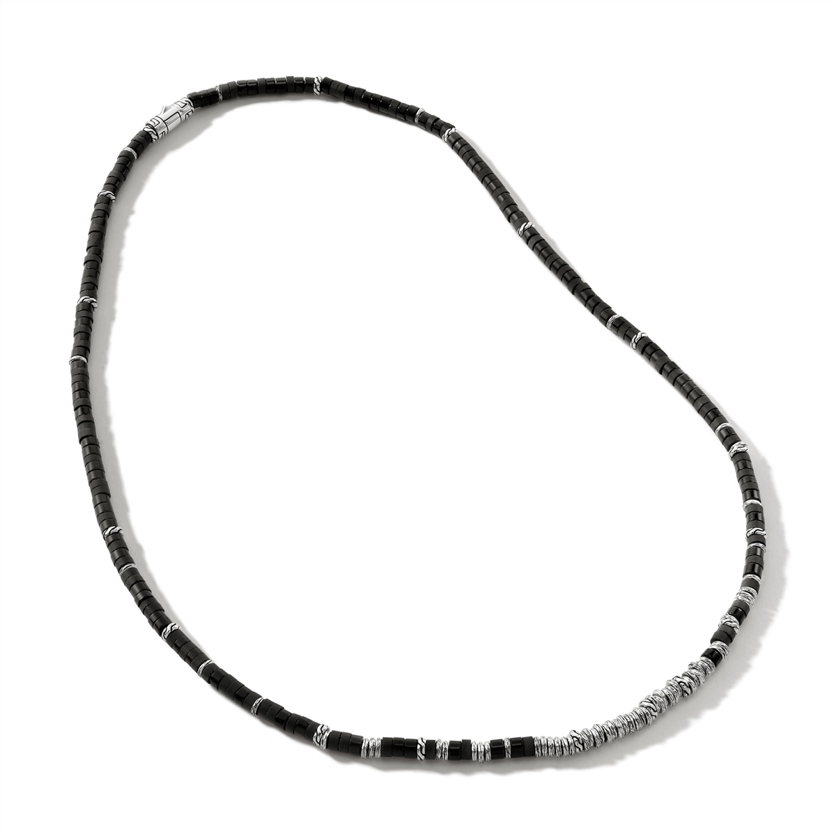 Beautiful necklaces and pendants with natural stones for an earthy, organic vibe-John Hardy Men's Classic Chain Sterling Silver Heishi Necklace with Treated Black Onyx Beads, 22 inch