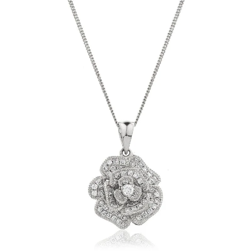 Stunning necklaces and pendants with amethyst gemstones for a calming effect-Diamond Rose Pendant