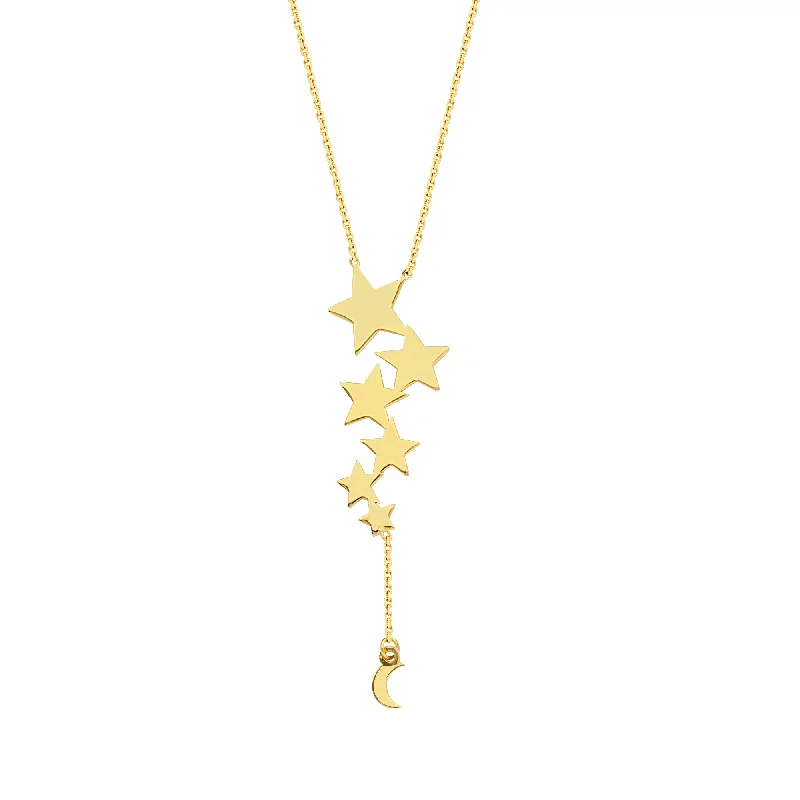 Trendy necklaces and pendants with statement pieces for a bold fashion statement-14K Drop Stars Necklace