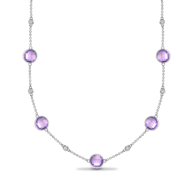 Best necklaces and pendants with butterfly pendants for a delicate, light style-18ct White Gold Diamond And Amethyst Necklace