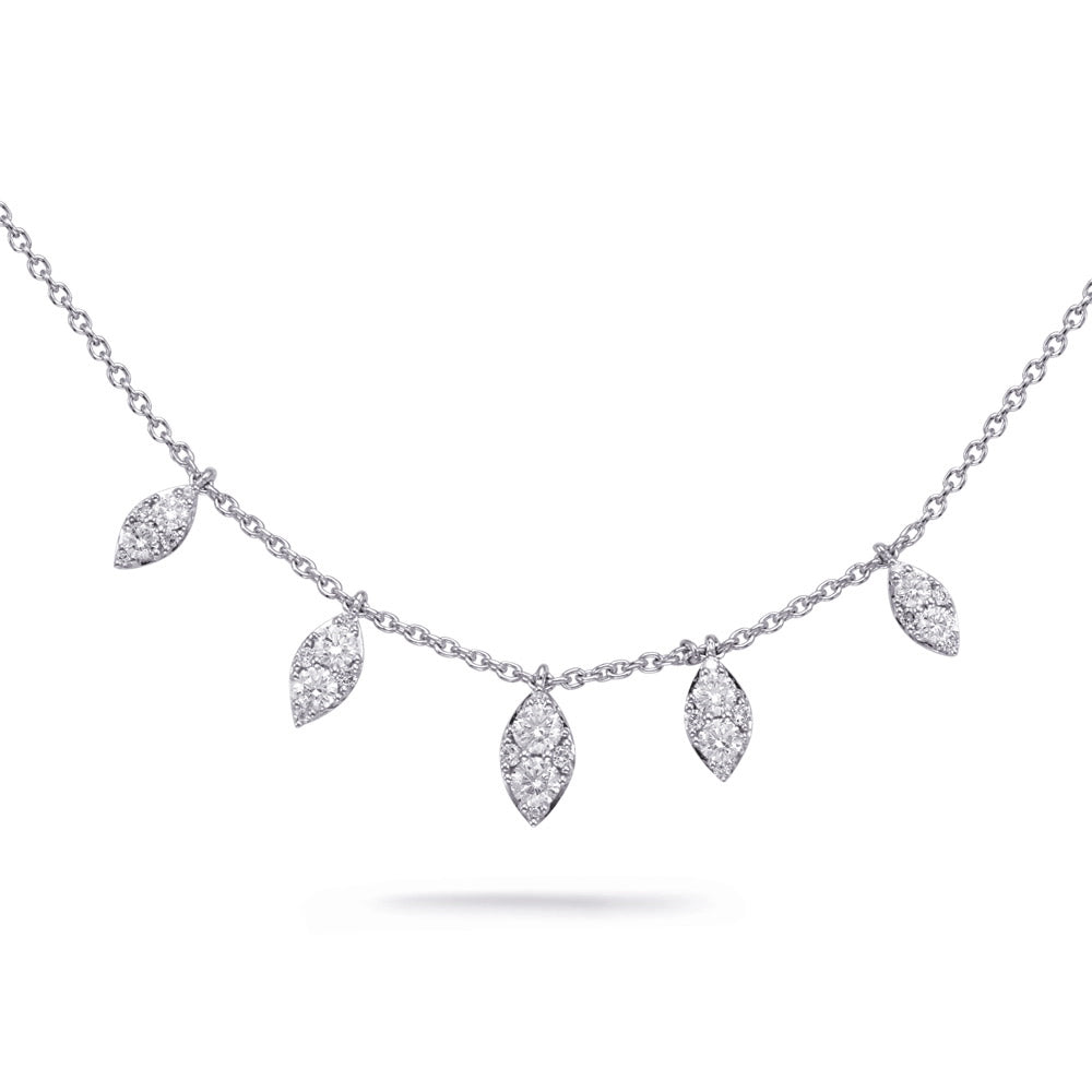 Elegant necklaces and pendants with infinity symbols for timeless designs-14K White Gold Necklace with Marquise Design Diamond Dangles, 18-20IN