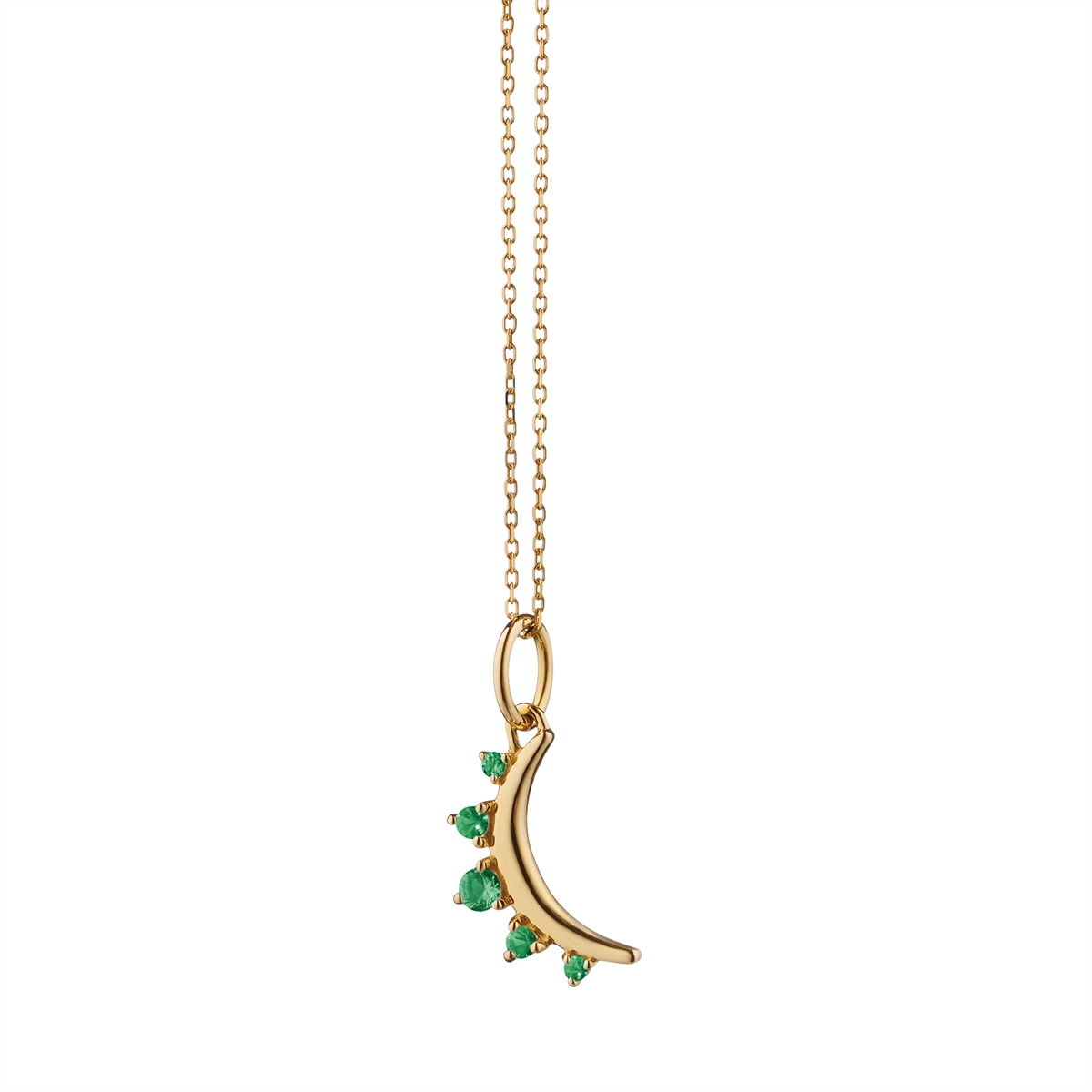 Beautiful necklaces and pendants with moonstone for an ethereal, mystical appearance-Monica Rich Kosann 18K Yellow Gold Moon Pendant Necklace with Emeralds