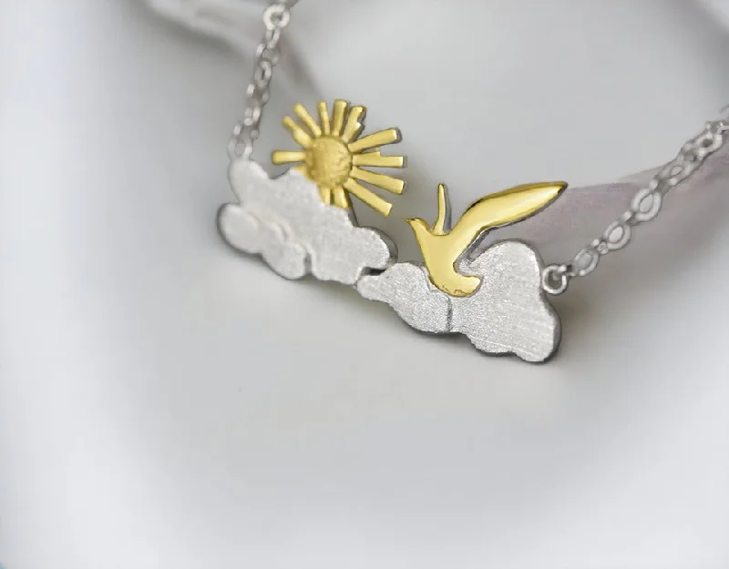 Unique necklaces and pendants with custom birthstone arrangements for personalization-Rising Sun Necklace for women & girls