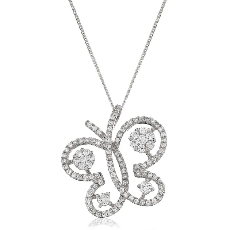 Stylish necklaces and pendants with diamonds for a glamorous and elegant look-Butterfly Cluster Pendant