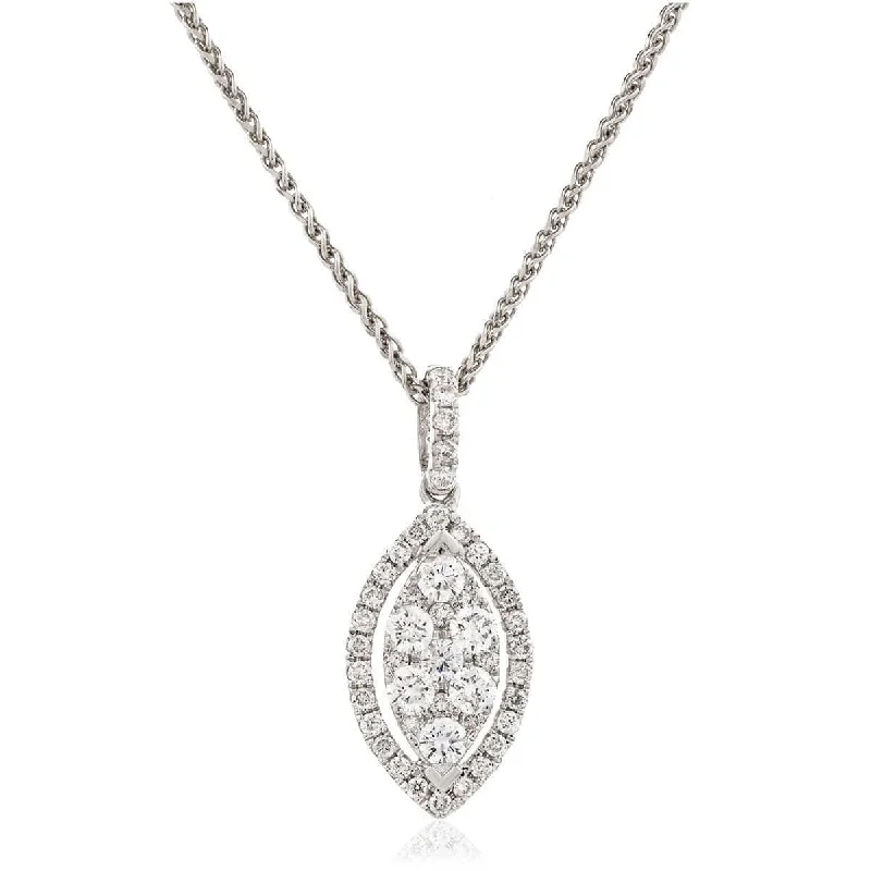 Layered necklaces and pendants for a trendy and fashionable stacked look-Marquise Cluster Pendant with an Open Halo