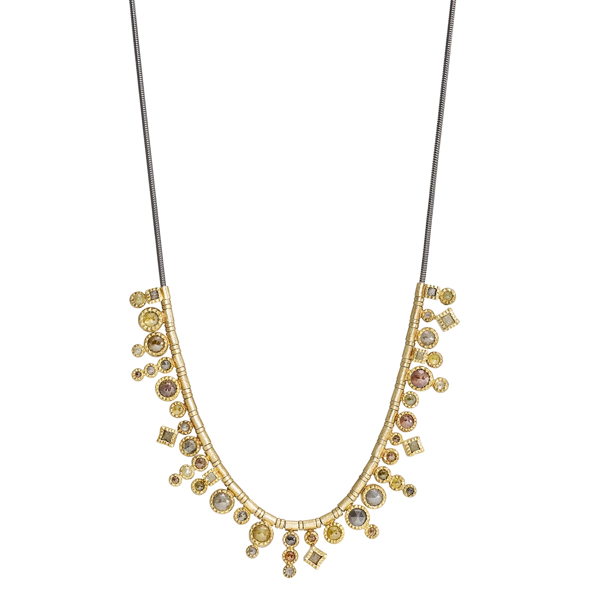 Best necklaces and pendants with art deco elements for a vintage, glamorous design-Todd Reed 18K Yellow Gold & Sterling Silver Necklace with Rose Cut Diamonds