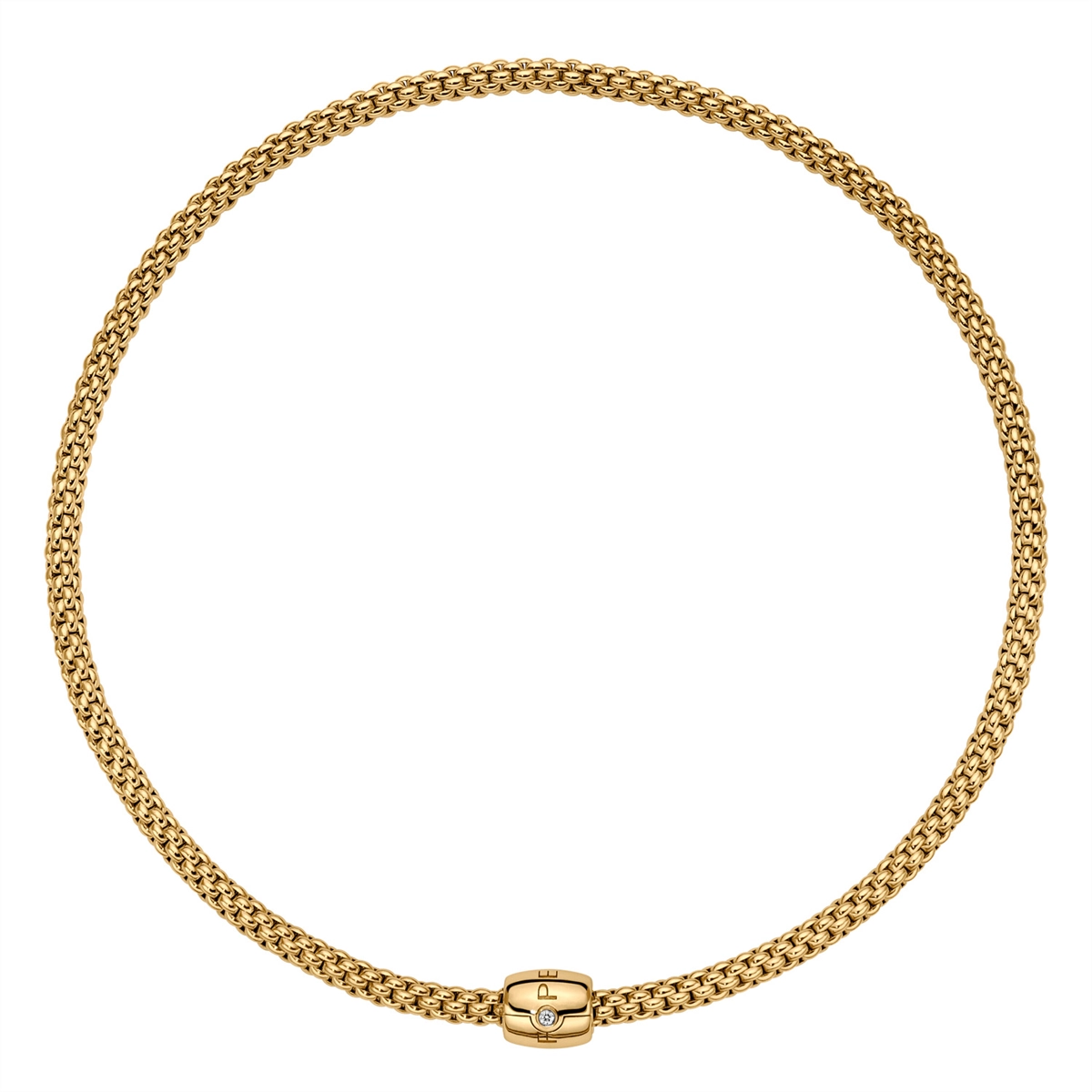 Necklaces and pendants with sun and moon motifs for a celestial-inspired design-Fope 18K Yellow Gold Solo Collection Necklace with Single Diamond on Clasp, 15.5 inch