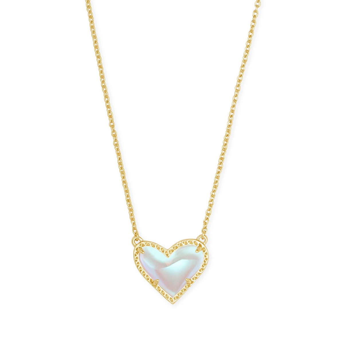 Unique necklaces and pendants with gemstones for a colorful and vibrant statement-Kendra Scott Ari Heart Short Pendant Necklace in Gold with Dichroic Glass