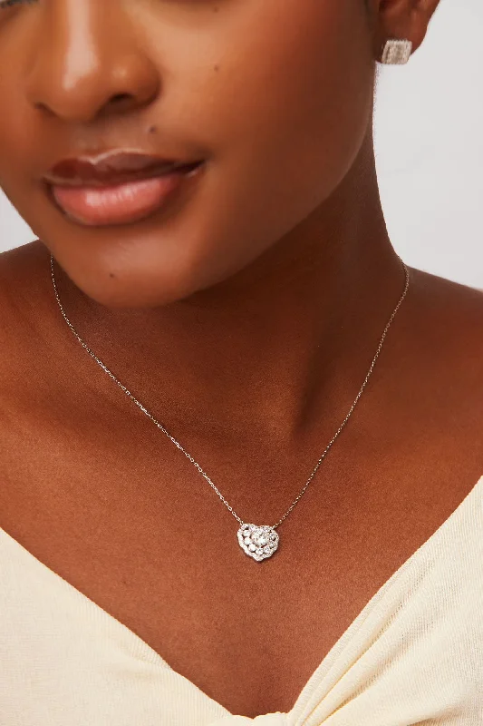 Beautiful necklaces and pendants with geometric shapes for a modern, artistic design-Moon Heart Moissanite Necklace