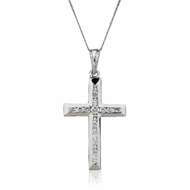 Necklaces and pendants with custom designs for a completely unique jewelry piece-DIAMOND CHANNEL SETTING CROSS PENDANT