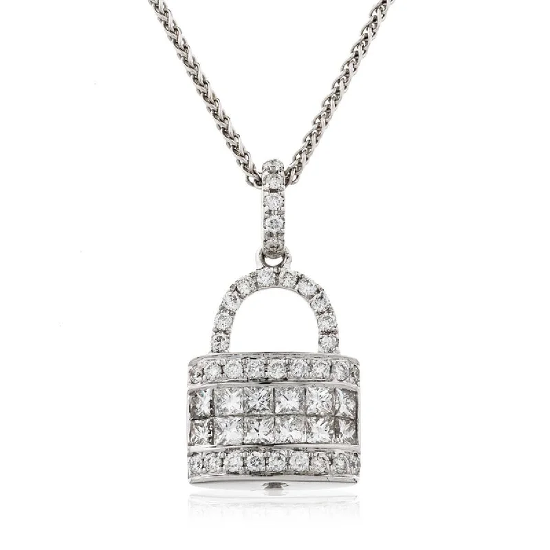 Best necklaces and pendants with sterling silver for an affordable yet stylish choice-Diamond Cluster Lock Pendant