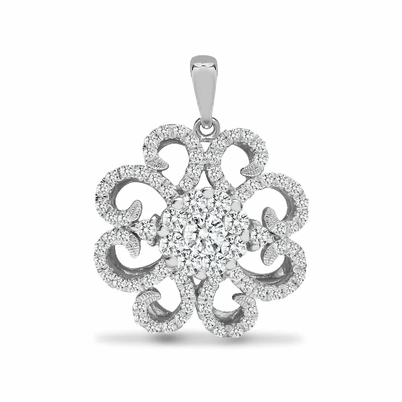 Elegant necklaces and pendants with infinity symbols for timeless designs-18ct White 0.96ct Diamond Cluster Pendant