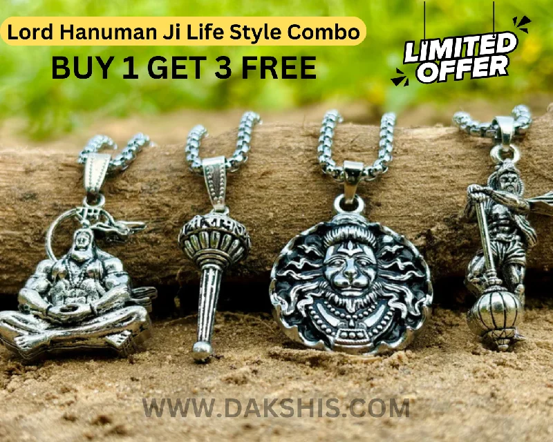 Best necklaces and pendants with emerald gemstones for a rich, sophisticated design-Lord Hanumanji Pendant Combo ( BUY 1 GET 3 FREE )