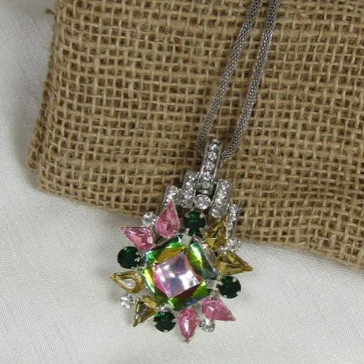 Necklaces and pendants with diamond pendants for a luxurious sparkling effect-Bold Sparkly Multi-colored Crystal Pendant Necklace