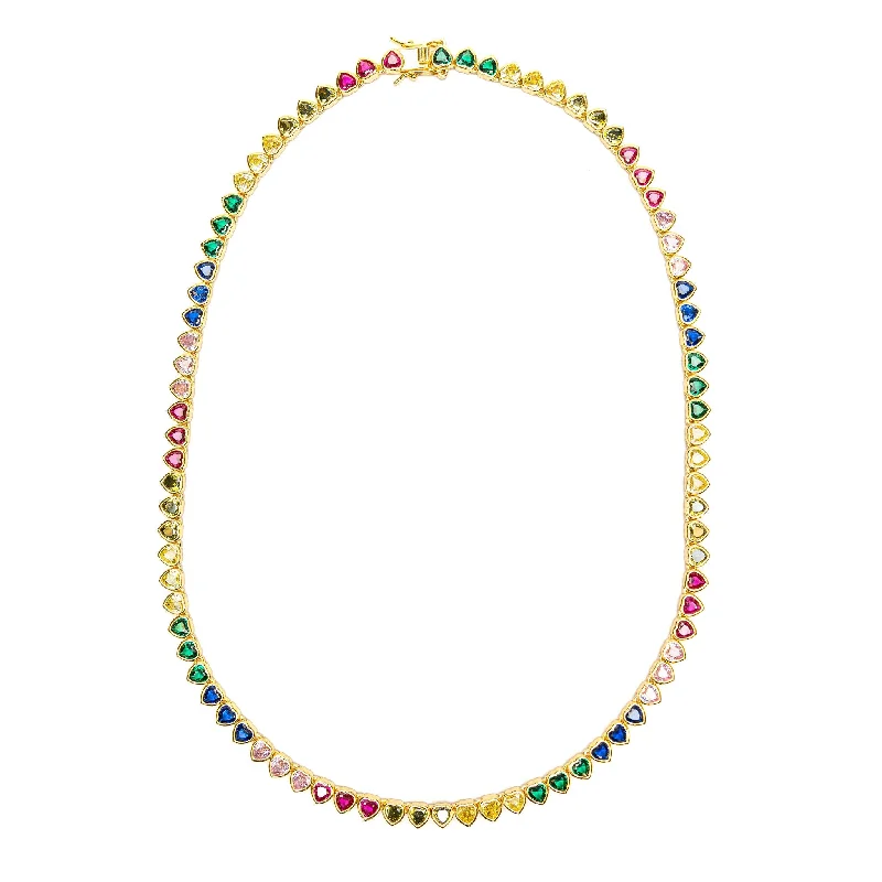 Unique necklaces and pendants with engraved messages for a sentimental gift-I Heart You Tennis Necklace (Multicolored)