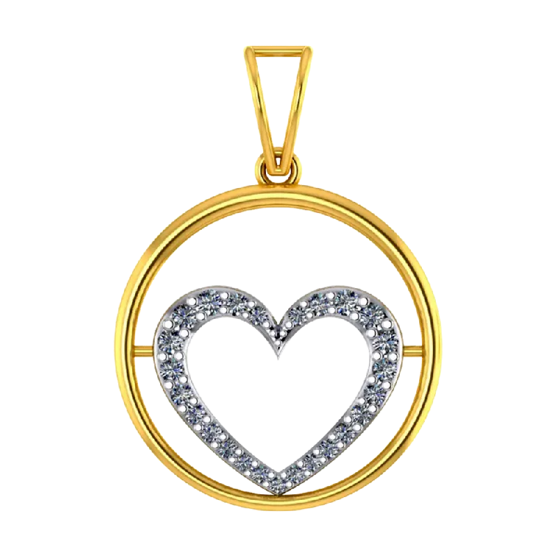 Beautiful necklaces and pendants with natural stones for an earthy, organic vibe-22k Gold Hoop Pendant With A American Diamond Studded Heart In The Centre